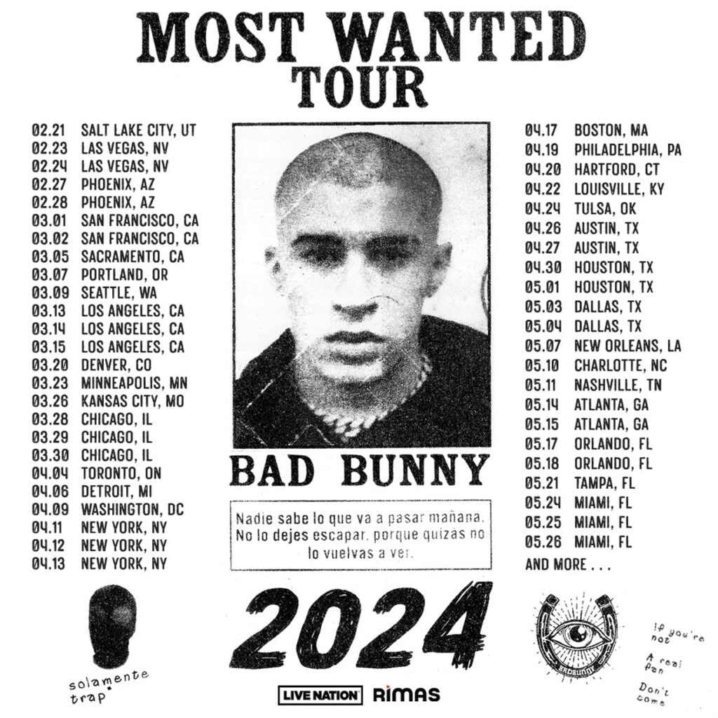 Bad Bunny's 2024 Tour: The Most Insane Show on Earth! Don't Miss This Wild Ride! 2 bad bunny 2024 tour date poster billboard 1240 1