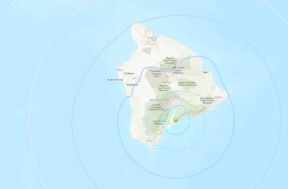 Big Island of Hawaii hit by 5.7 magnitude earthquake. 1 Big Island of Hawaii hit by 5.7 magnitude earthquake.